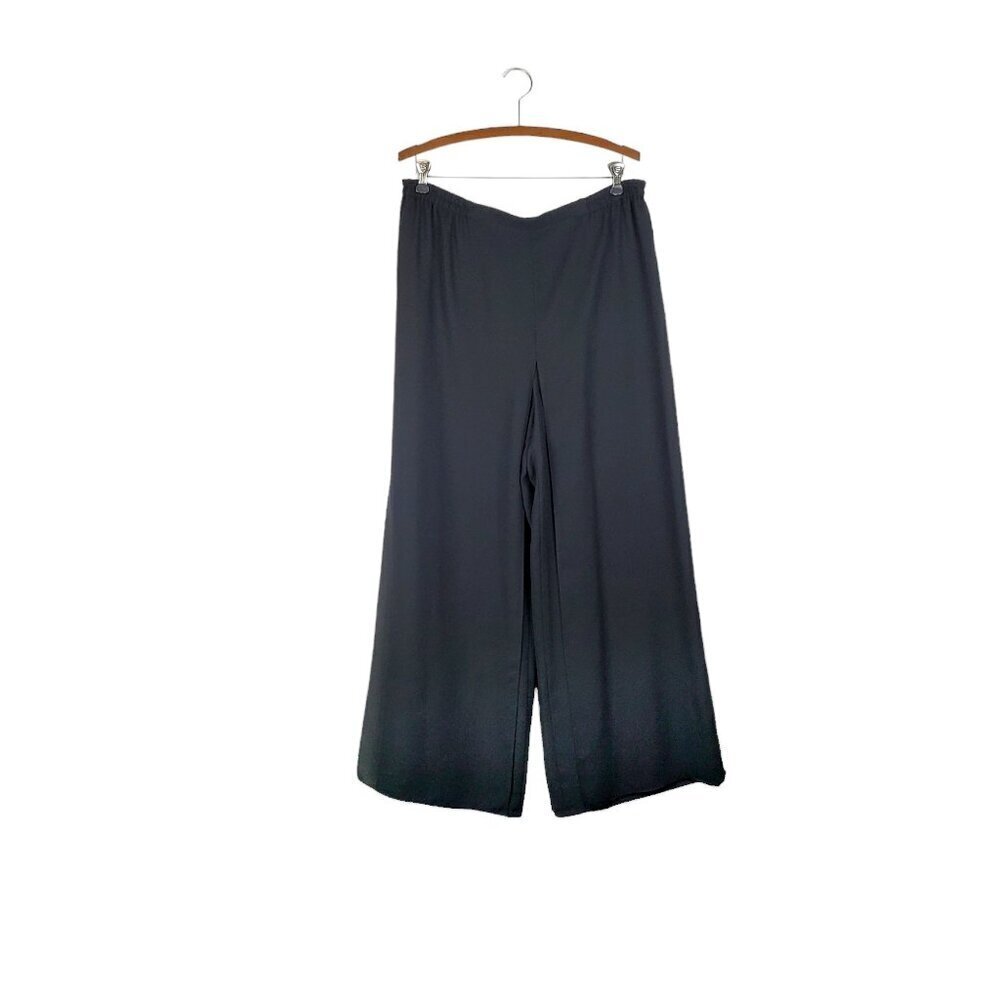Adrianna Papell Black Chiffon Flyaway Palazzo Pants Evening Carwash Womens 10